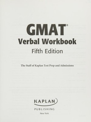 Kaplan GMAT Verbal Workbook, Kaplan, Good Book