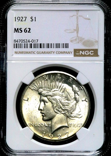 1927 Peace Silver One $1 Dollar - NGC MS 62   CC813