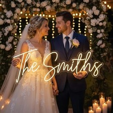 Custom Wedding Neon Sign Personalized Sign Wedding Backdrop, Bridal Shower Gift