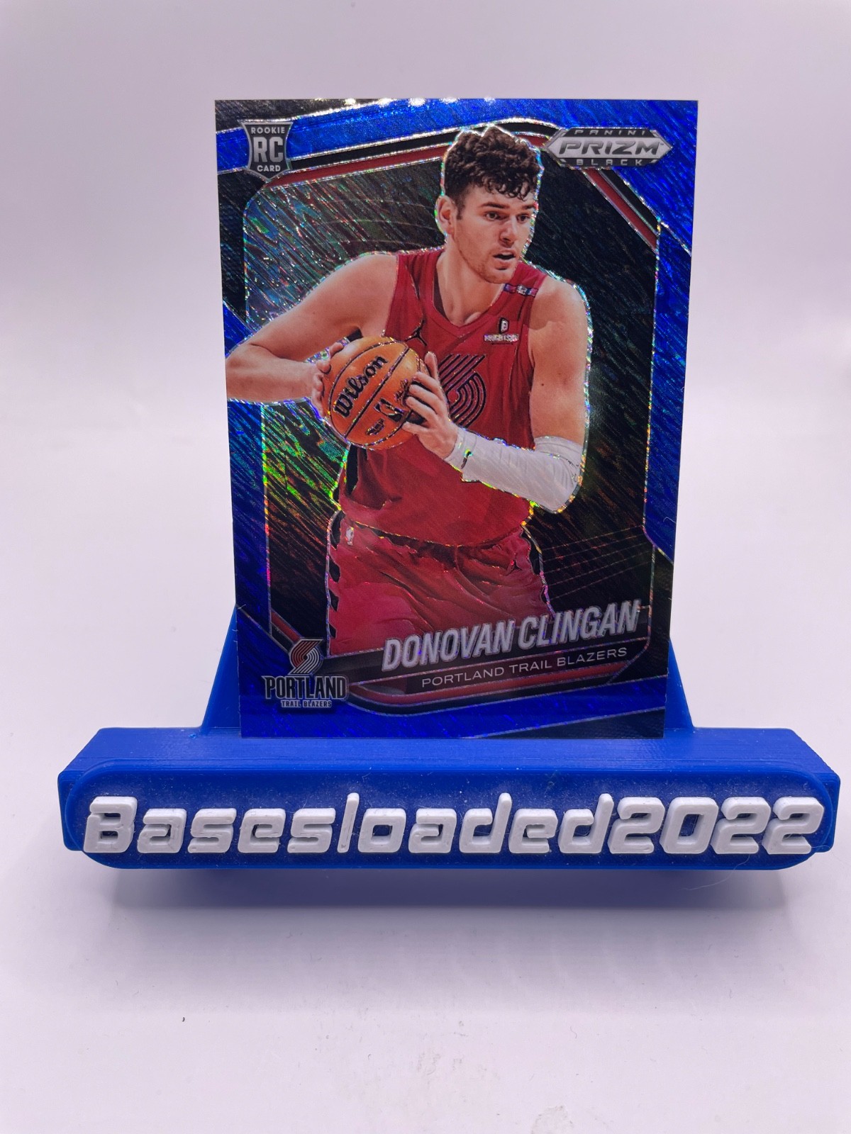 2024-25 Panini Prizm Black Donovan Clingan #131 Blue Shimmer FOTL /35 - Blazers