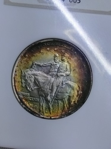 AMAZING RING "O" FIRE TONED NGC MS 63 1925 STONE MOUNTAIN HALF DOLLAR - Picture 2 of 9