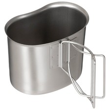 US Feldflaschenbecher aus Edelstahl mit Klappgriffe, Outdoor