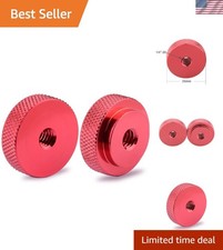 Durable Aluminum 1/4"-20 Lock Nut with Knurled Edge – 2-Pack Red Finish