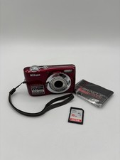 Nikon Coolpix L22 12.0MP Digital Camera Red w/3.6x Zoom Bundle Tested
