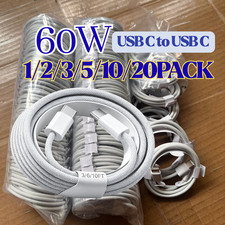 60W Fast Charger 3/6/10FT Cord For iPhone Air 16 17 15 USB-C to Type C Cable Lot