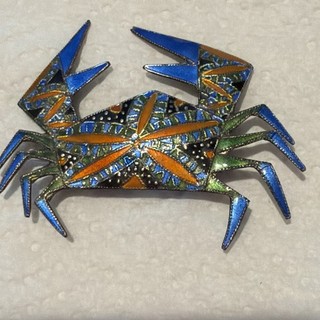 Crab Brooch Blue Orange Enamel Pin