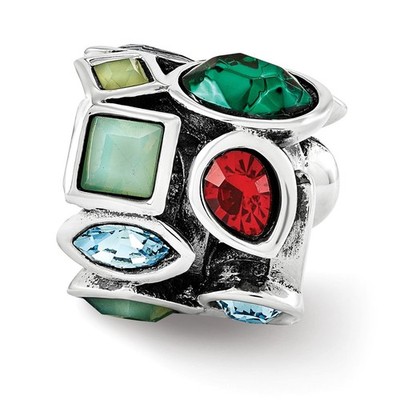 Multi Color Crystals from Swarovski Bead Sterling Silver Fancy Reflection Beads