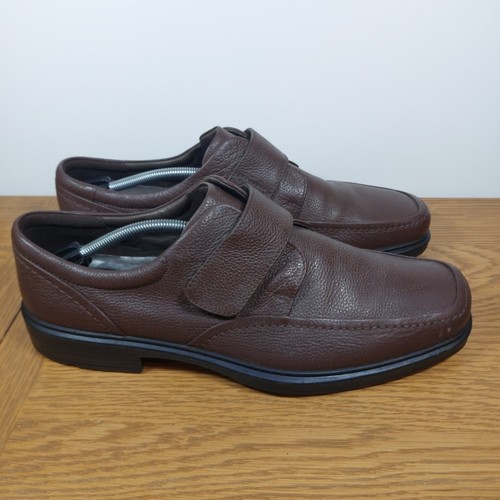 Hotter Strand Herren Braun Leder Komfort Schuhe UK 12 Hakenschlaufe Freizeit Gebraucht