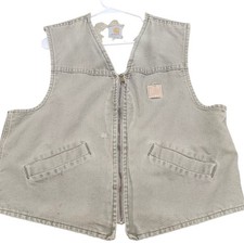 Vintage Carhartt Sherpa Lined Duck Canvas Vest Tan Distressed Workwear
