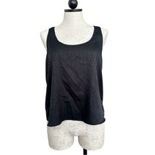 Victoria  s Secret Satin Logo Racerback Flowy Tank Top Sleepwear Black Size M