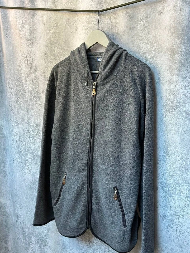 Sweat à capuche polaire Yves Saint Laurent zippé intégral gris vintage... - Photo 1/4