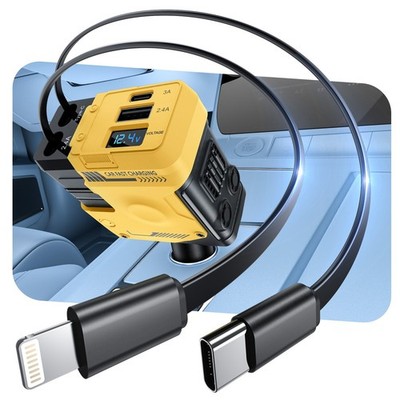 W&O 4 USB Port Super Fast Car Charger Adapter for iPhone, Samsung, Android Phone