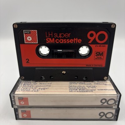 (2) BASF LH SUPER SM 90 Germany Blank Audio Pre Recorded Cassette Tape Used
