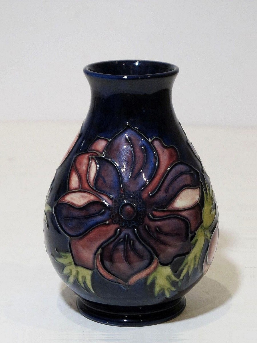Vase Ancien Moorcroft En Faïence Motif Anémone - Vintage Années 1930, 11 Cm