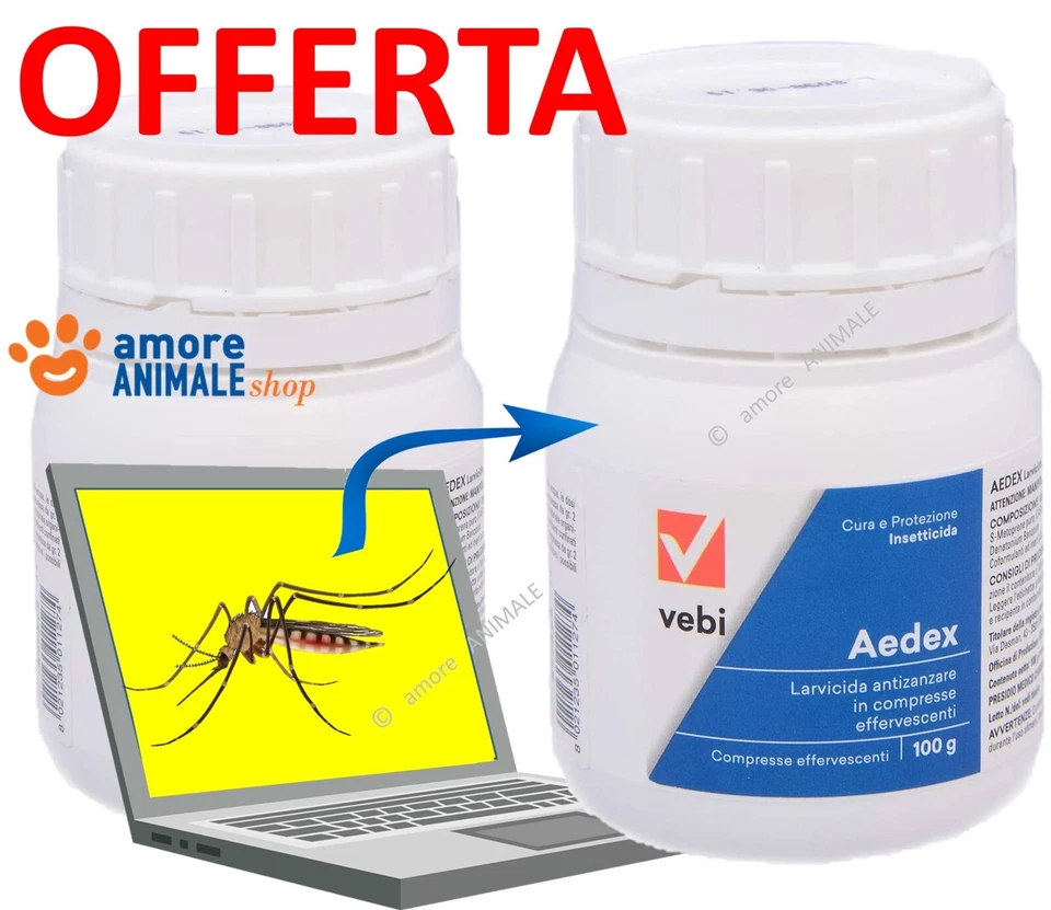 Vebi AEDEX Zanzare → 10 / 50 / 100 compresse - Insetticida Larvicida Antizanzare