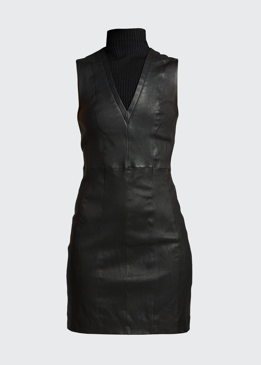 black leather turtleneck dress Theory Urba Sheath Dress, 10 / Alaia