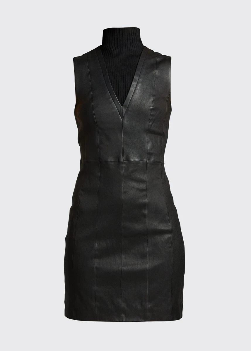 Theory black leather best sale dress