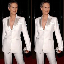 Women Suit Ladies Outfits White Formal Wedding Party Worker Office Wear 2 Pieces
