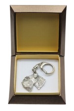 Schnauzer III - Silver-plated key ring with a dog in a gift box, handbag decorat