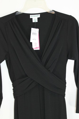 NWT Motherhood Womens Small Black LS V Neck Draped Cross @ Bust Below Knee Dress - Picture 3 of 5