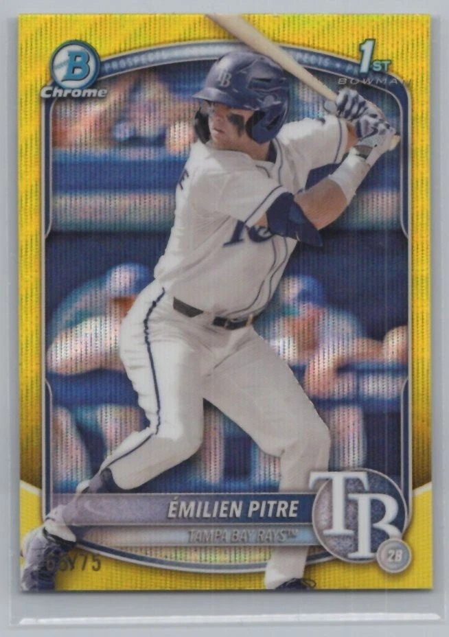 2025 Bowman - Chrome Prospects Emilien Pitre #BCP-83 Yellow Refractor /75