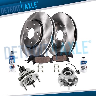 Detroit Axle Front Brake Kit – Drilled & Slotted Rotors, Ceramic Pads, Wheel Hubs – For Cobalt, G5, Pursuit
