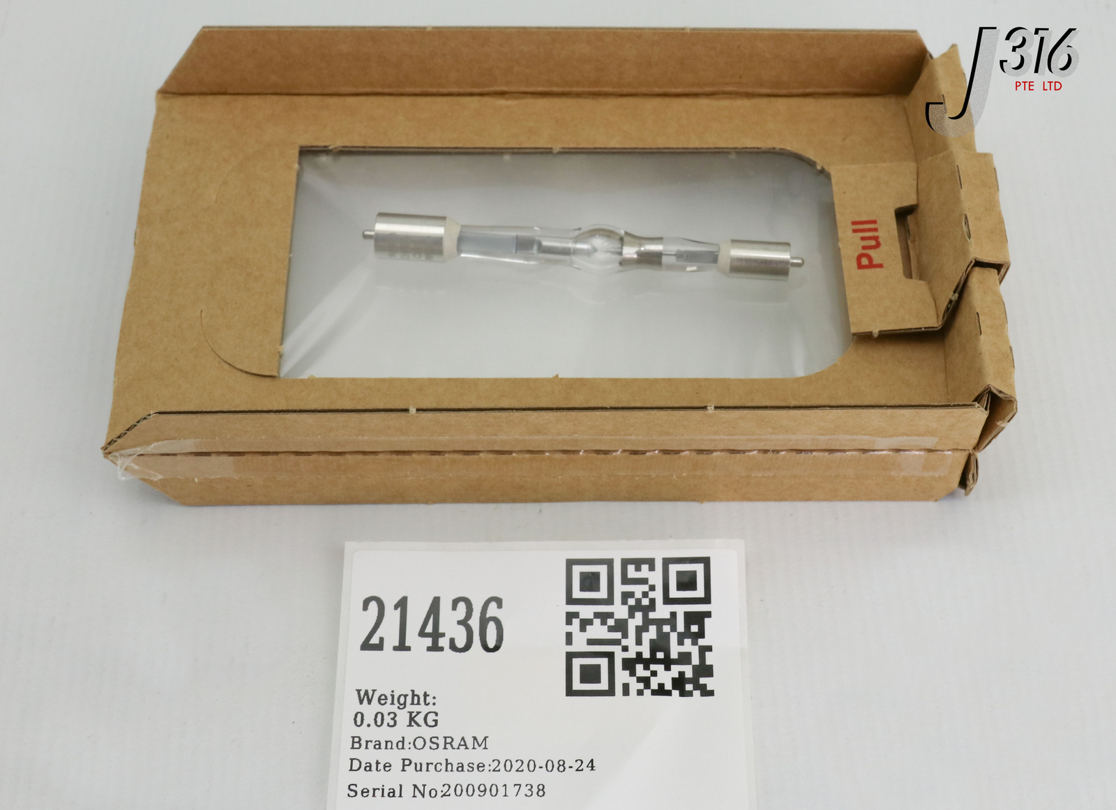 21436 OSRAM HBO MERCURY SHORT ARC, 103 W/2, 253 65D 09 2G (NEW  