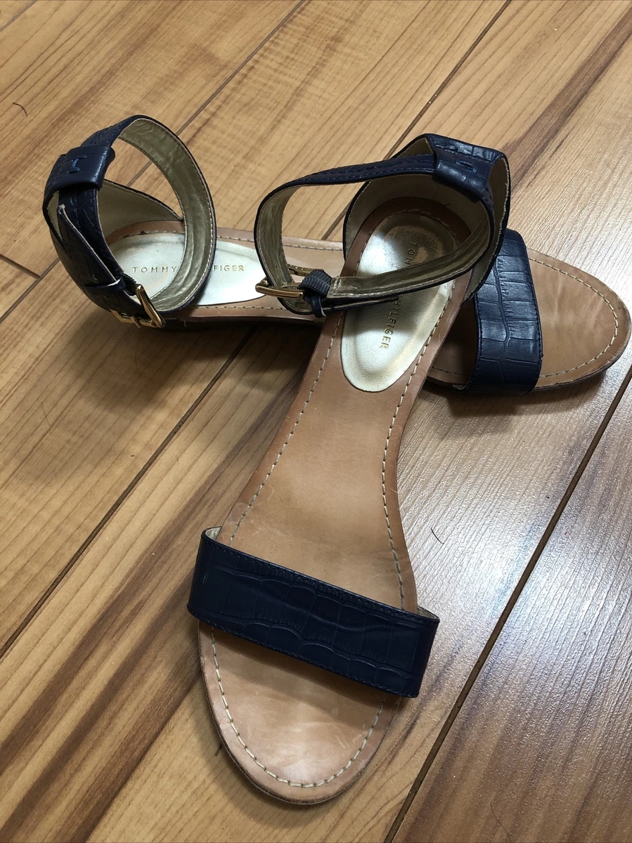 strop Milepæl grundigt Tommy Hilfiger Molina Blue Denim Ankle Strap Buckle Summer Sandals | eBay