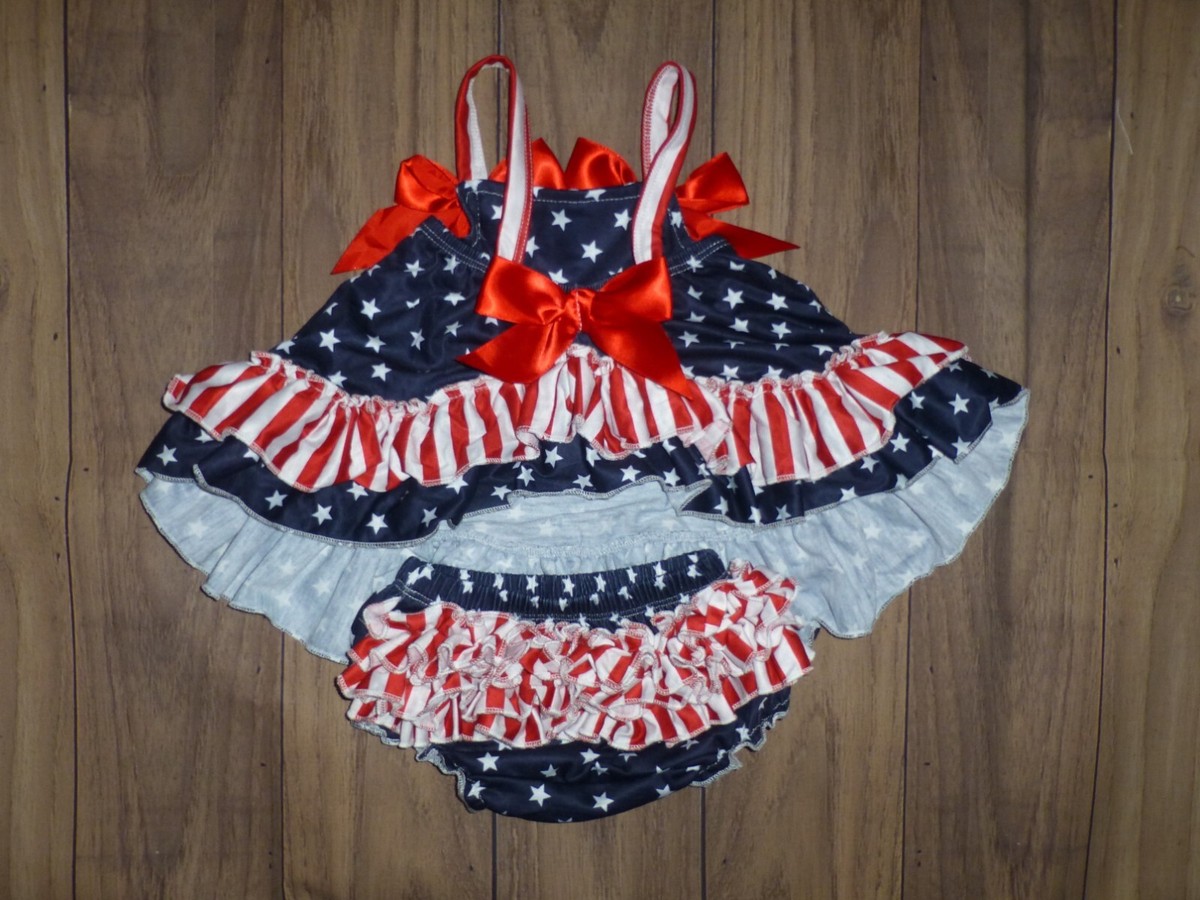 NEW Boutique 4th of July Baby Girls Swing Top Dress Ruffle