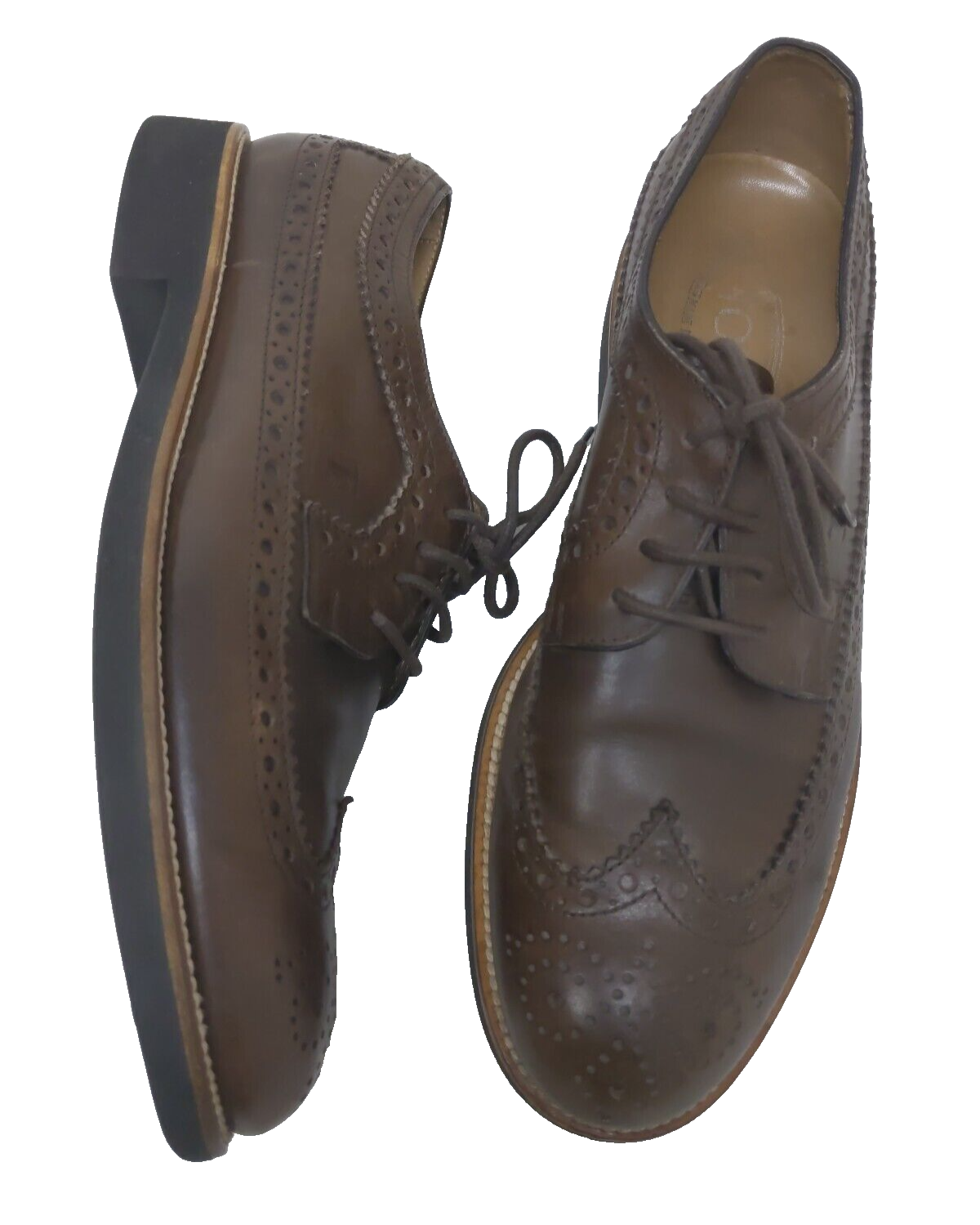 SAOLA $695 TOD'S 8 US 6 5 UK scarpe Derby Oxford pelle marrone stringate punta alare