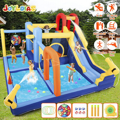 6IN1 Kids Inflatable Water Slide Bounce House Water Park Splash Pool 550W Blower