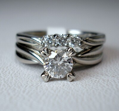 0.46 ct Round 0.61 cttw Natural Diamonds Palladium Wedding Set Was $4,050 Video