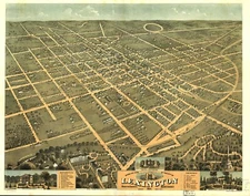 18" x 24" 1871 Birds eye map of Lexington, Fayette Co.