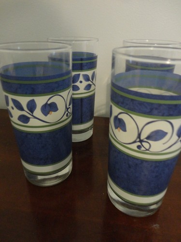 PFALTZGRAFF ORLEANS SET4 WATER GLADDWARE DRINKING GLASS FLORAL BLUE COOLER 16 OZ - Picture 5 of 7