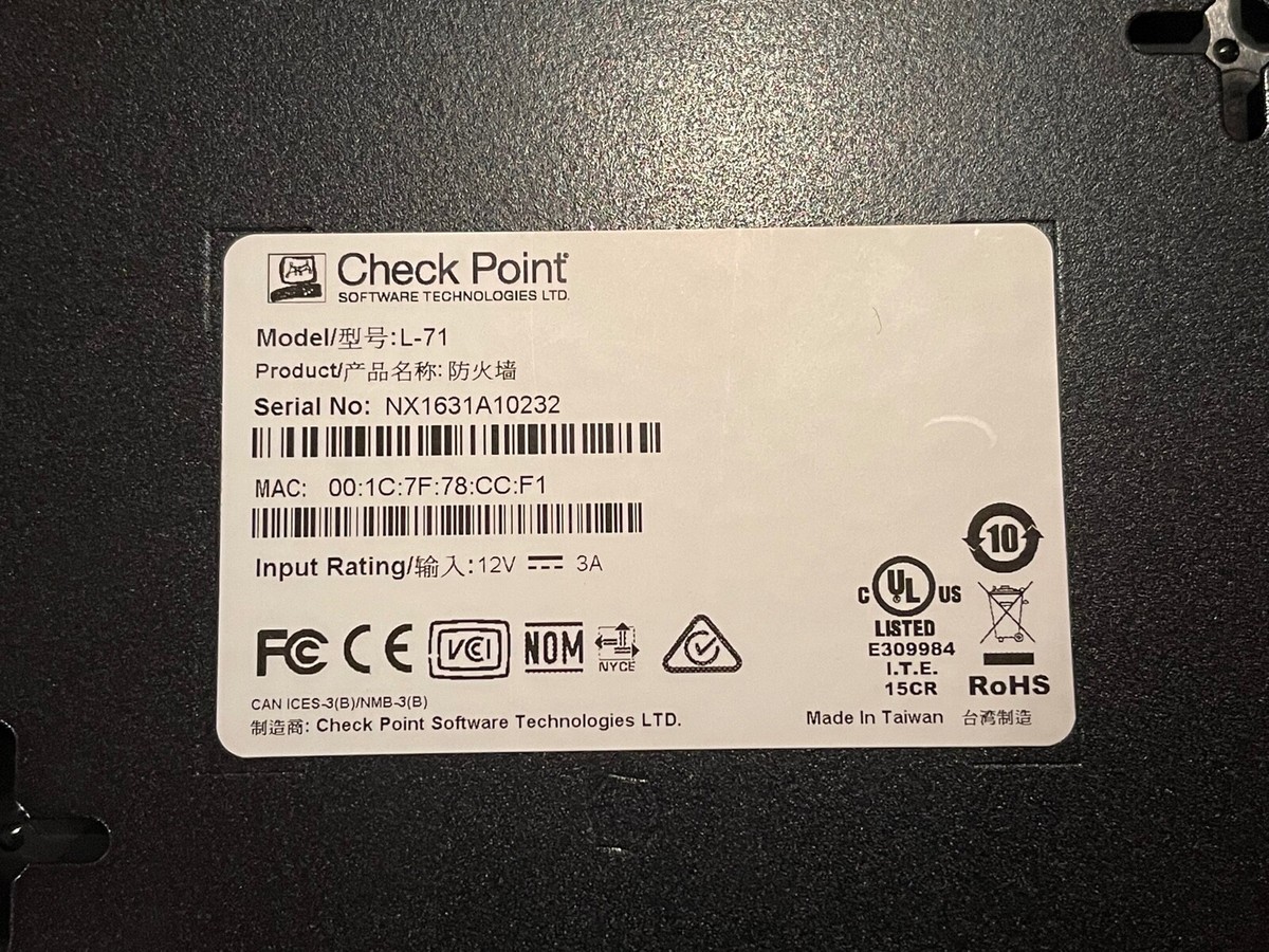 Check Point Software Technologies L-71 Security Gateway Firewall