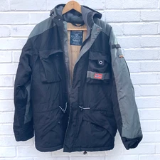 Vintage Napapijri Voyage Jacket Black Medium Men's Parka Hooded Quilted Cordura