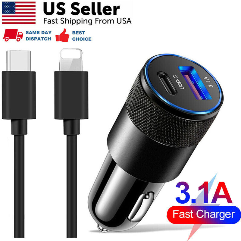 For iPhone 17 16 15 14 13 12 11 Pro Max XS PD 40W Fast Car Charger Power  Adapter