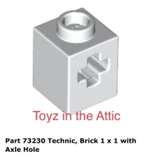 Lego 1x 73230 White Technic, Brick 1 x 1 with Axle Hole 10497