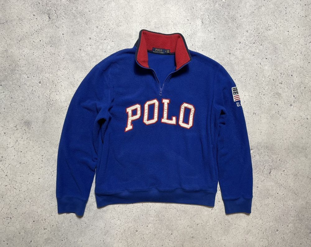 Vintage Fleece Sweatshirt 1/4 Zip Polo Ralph Lauren USA Y2K | eBay