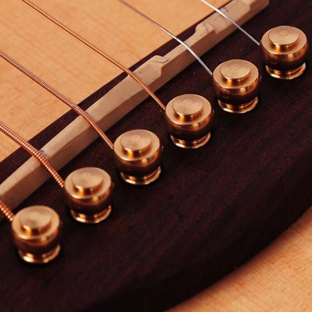 MusicianAtHeart 6 Slotted Brass Bridge Pin Set For Washburn Acoustic Guitars