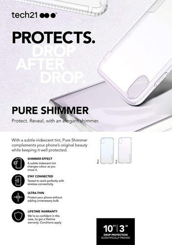 Official Genuine Tech21 (iPhone XR) Case Pure Shimmer Tough Shockproof Cover - Picture 6 of 11