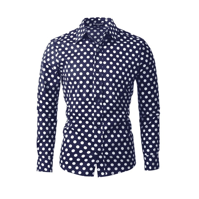 mens navy blue shirt with white polka dots