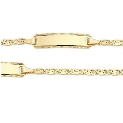 FACHHANDEL-DIREKT Baby Taufe Ident Gravur Armband Design S-Panzer Echt Gold 585 mit Name und Datum