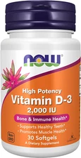 NOW Supplements, Vitamin D-3 2,000 IU, High Potency, Structural Support*, 30 Sof