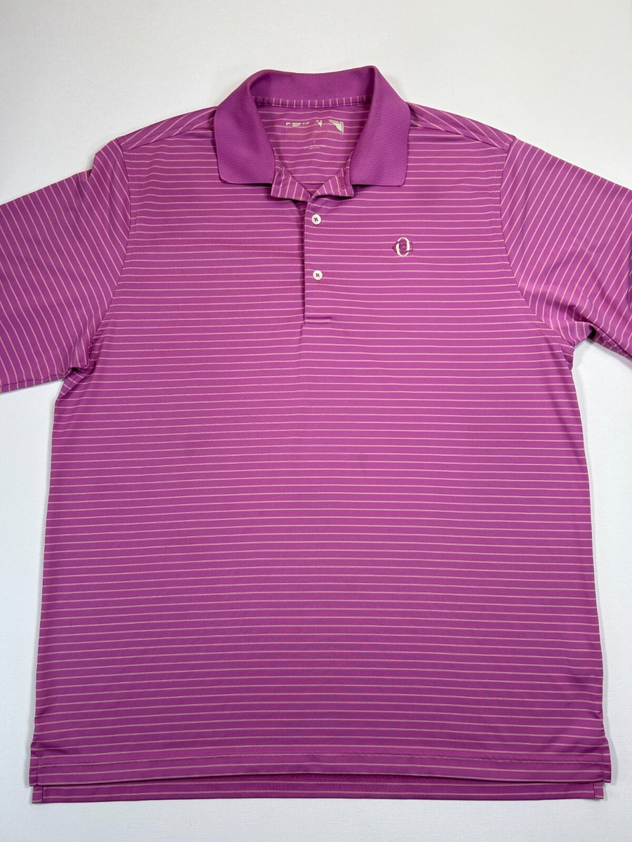 Donald Ross Polo Shirt Mens XL Purple Golf Striped Stretch Oakmont