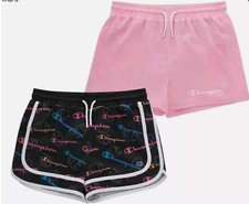 New Champion Girl's 2.5" Black/Pink 2-Pack Active Shorts Size 4 Polyester D29 