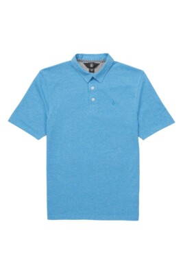 Volcom Surf Big Boy's Wowzer Blue Short Sleeve Polo Shirt S or M Tee Logo