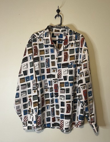 Vintage Guess Jeans XL Button-Up Shirt - 90s Matchbook Novelty Print Long Sleeve