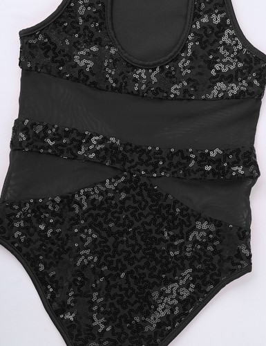 Kids Girls Ballet Dance Gymnastics Leotards Turtle Neck Cutout Back Sleeveless - Picture 91 of 114