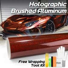 Holographic Brushed Aluminum Burgundy Rainbow Car Vinyl Wrap Sticker Sheet Decal
